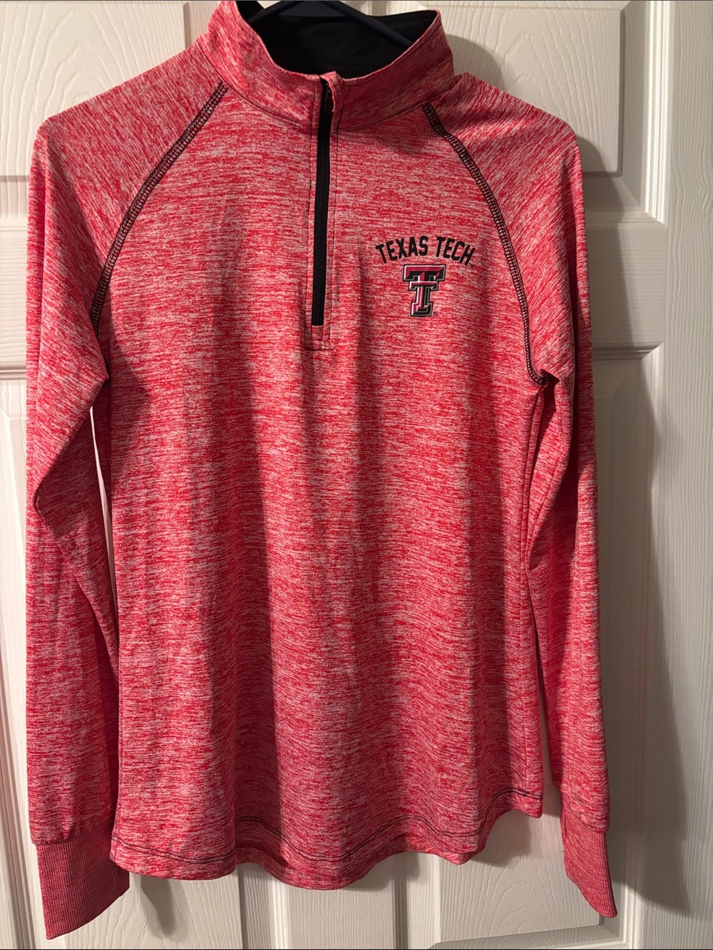 Colosseum Texas Tech Red Heather Quarter-Zip Pullover - Medium